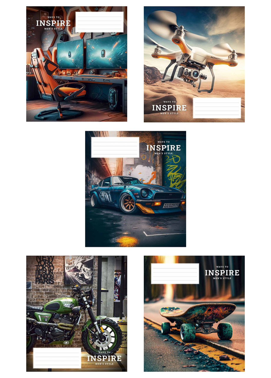 Тетради общие Школьник Men's style в клетку 36 л. 5 шт. (3275 4823088231267) Тетради общие Школьник Men's style в клетку 36 л. 5 шт. (3275 4823088231267)