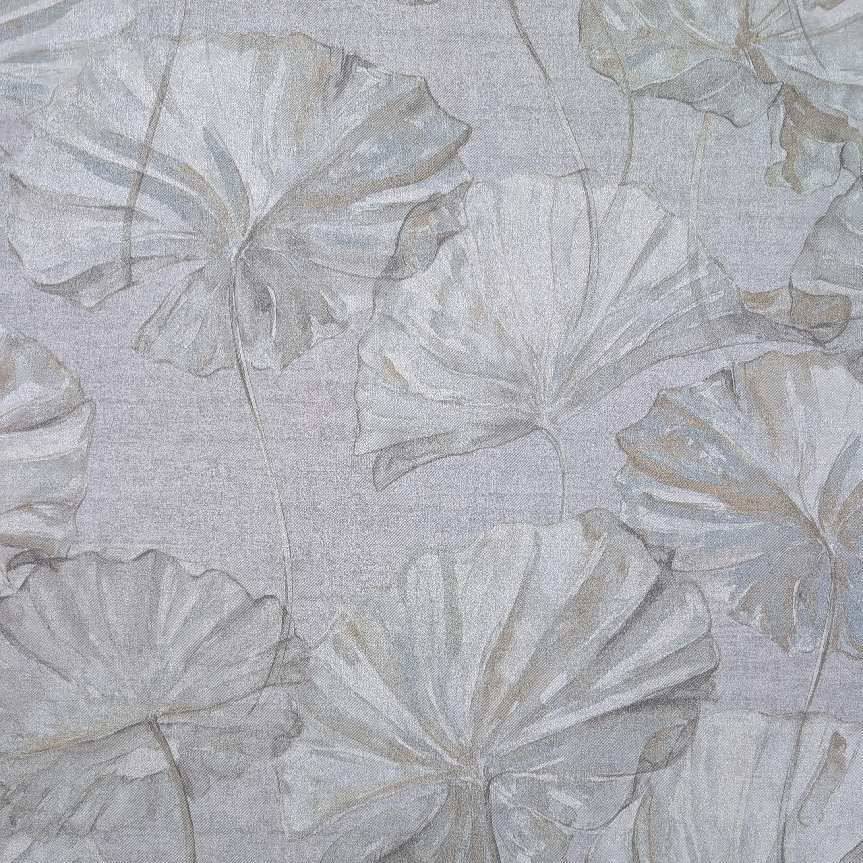 Обои виниловые на флизелиновой основе Grandeco Elementum EE2001 Листья Серый