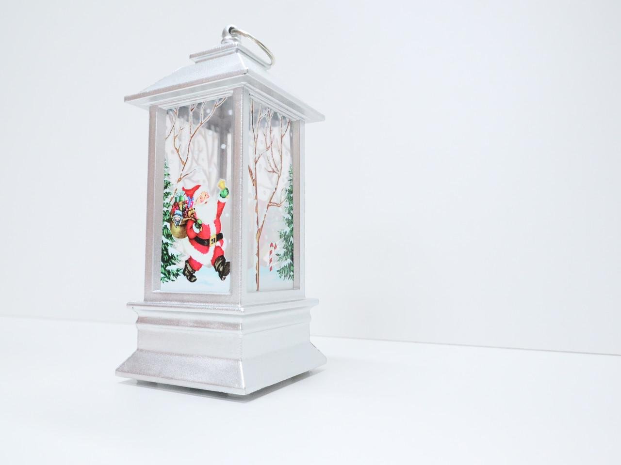 Елочная игрушка Фонарик с Сантой 12,5х5,5х5,5 см Белый (1301548822)