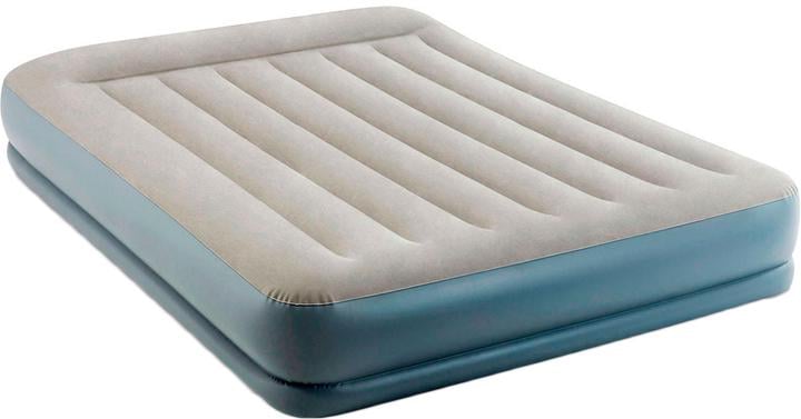 Надувной двухместный матрас Intex Dura-Beam с серым велюром и встроенным насосом 203х152х30 см