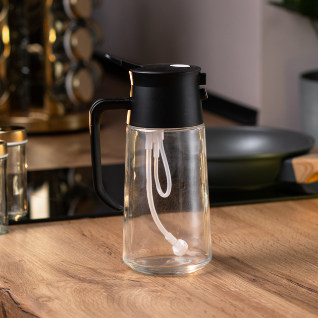 Пляшка для олії та оцту з розпилювачем TS Kitchen мкухонна 500 мл Чорний (HP16296B)