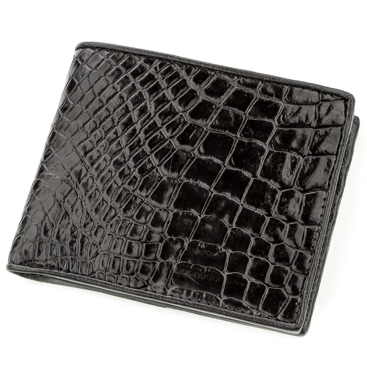 Портмоне Crocodile Leather 18528 из натуральной кожи крокодила Черный