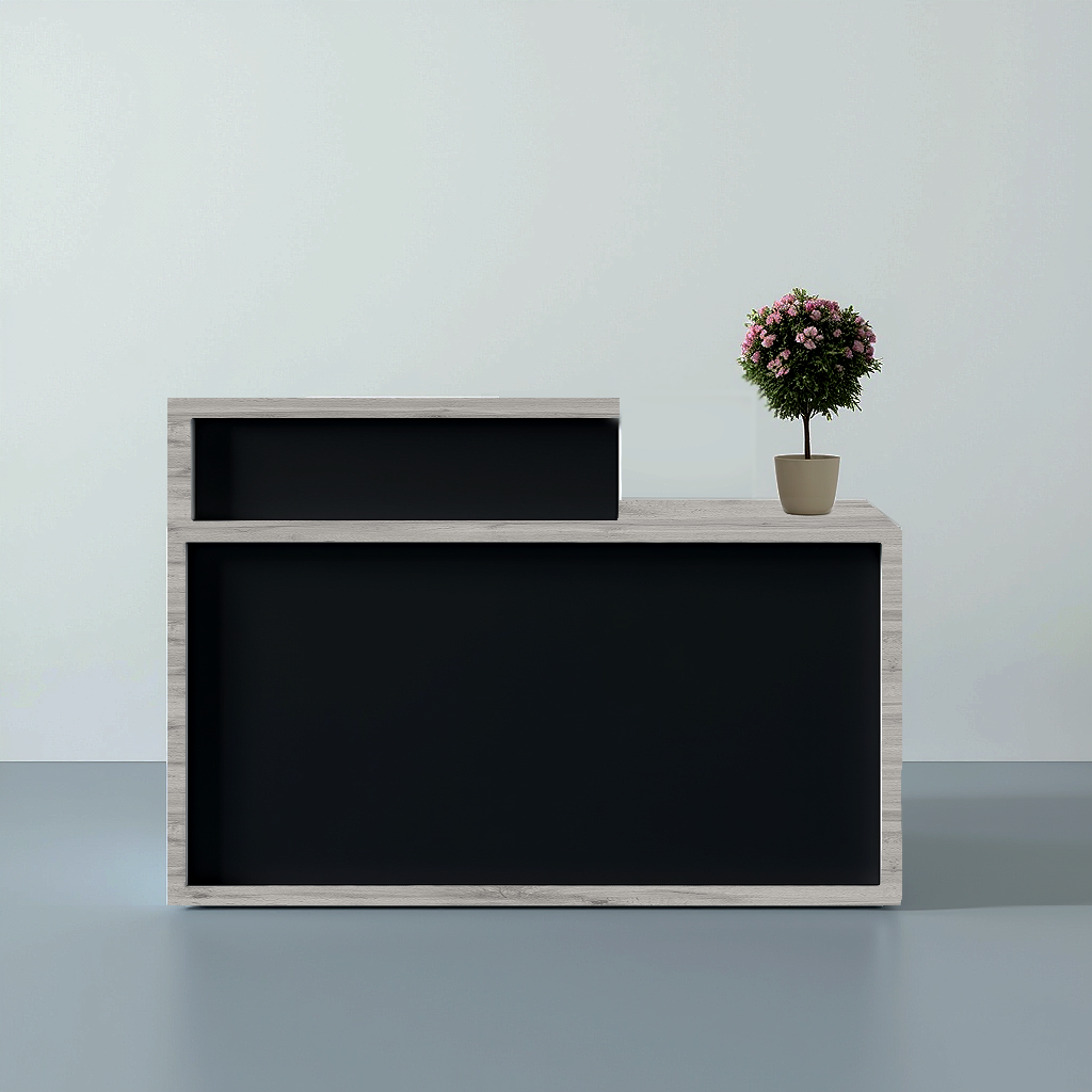 Стойка-ресепшн/4 Tobi Sho правосторонняя для офиса/салона 1600х600х1050 мм Дуб крафт белый/Черный (34647654) - фото 2