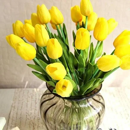 Искусственные тюльпаны 11 шт. Желтый (C00382-1) - фото 2