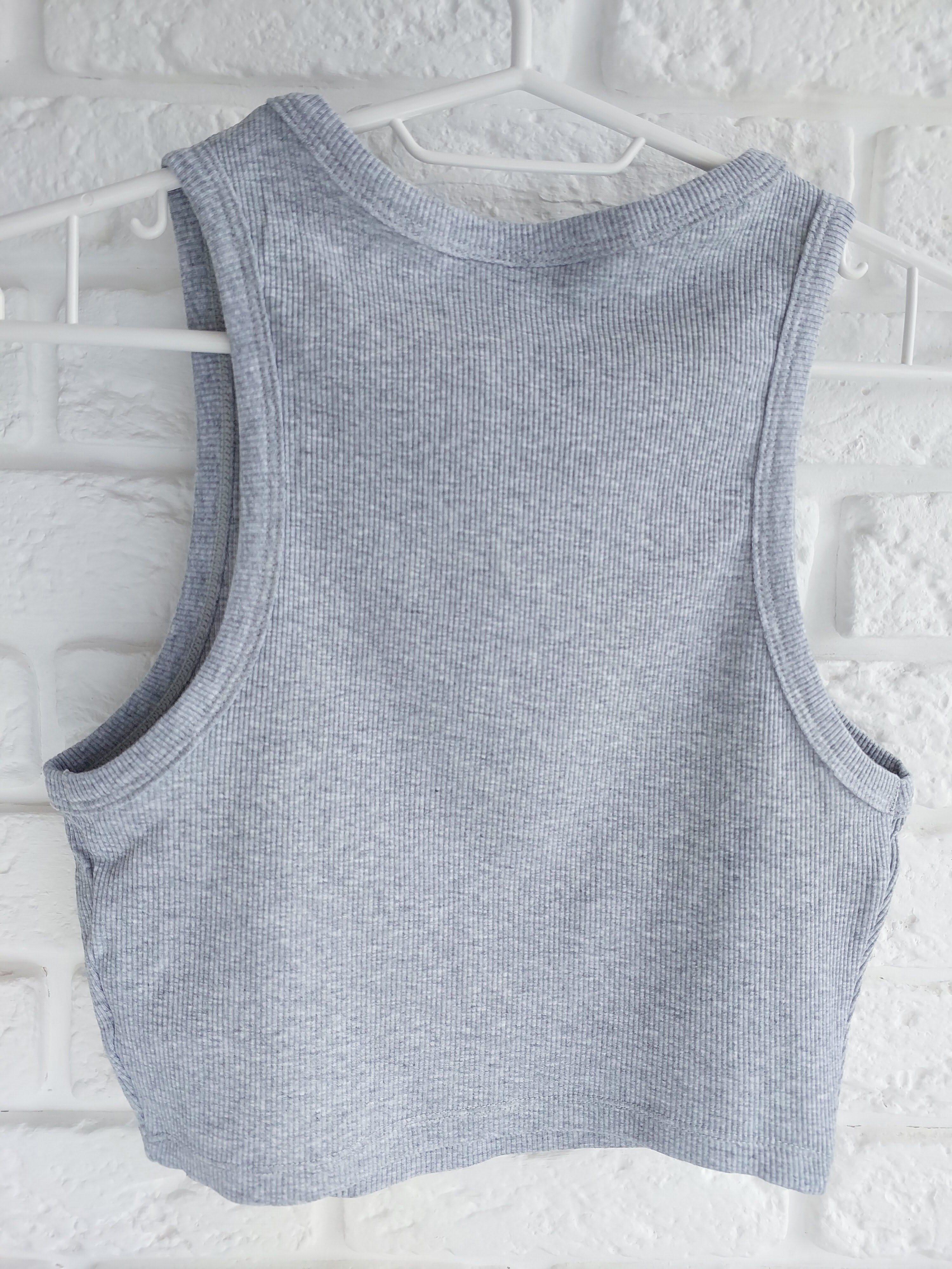 Майка женская в рубчик Ouno L Серый ( F377-2) - фото 2