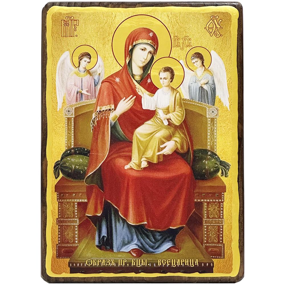 Икона деревянная Пресвятая Богородица Всецарица 15x20 см (4341-15x20)