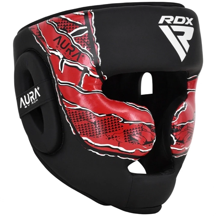 Боксерський шолом RDX F17 New Aura Head Guard M Чорно-червоний (2977526354)