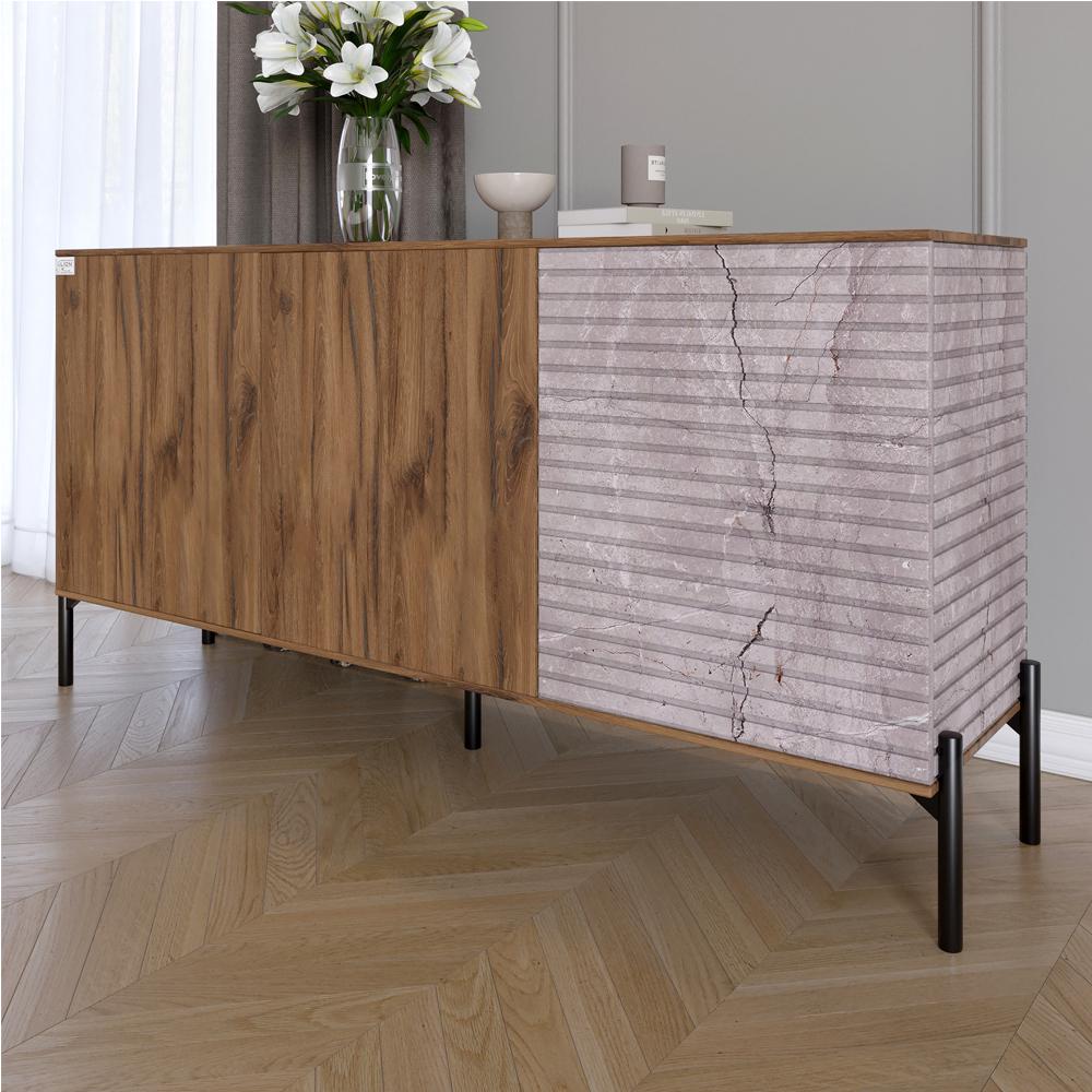 Комод закритий у вітальню Lion Грей на чорних металевих ніжках 154x38x76,5 см Дуб Ліворно/Камінь (000-000-2147) - фото 1 Комод закритий у вітальню Lion Грей на чорних металевих ніжках 154x38x76,5 см Дуб Ліворно/Камінь (000-000-2147) - фото 1