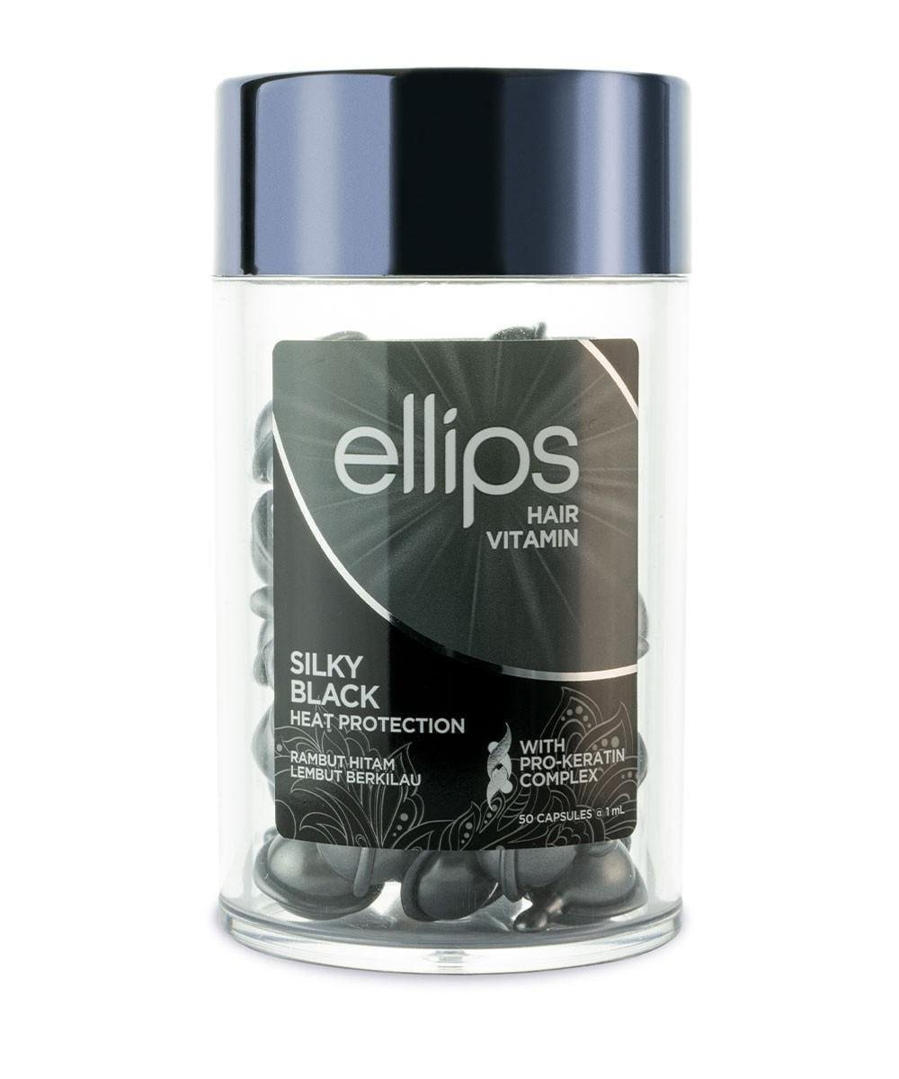 Витамины для волос Ellips Hair Vitamin Silky Black шелковая ночь с про кератиновым комплексом 1 мл 50 шт. (6007)