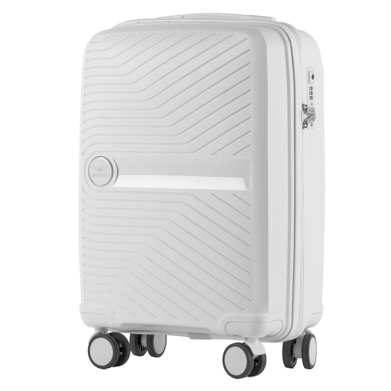 Валіза S поліпропілен Wings Lapwing DQ181-04 ручна поклажа 56х37х21 см 39 л Білий