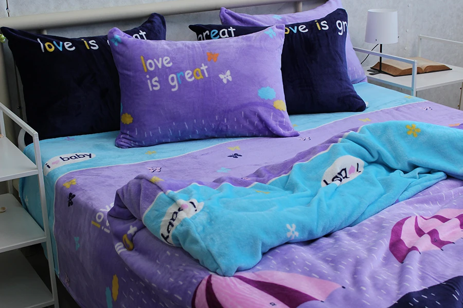 Комплект постільної білизни TAG Tekstil велсофт ALM1910 двоспальний (18771) - фото 2 Комплект постільної білизни TAG Tekstil велсофт ALM1910 двоспальний (18771) - фото 2