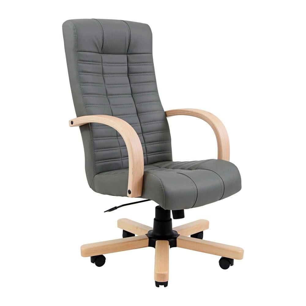 Офисное кресло руководителя Richman Atlant VIP Wood M1 Tilt натуральная кожа Lux Серый (64ca424f04b9e938a47ba1bb)