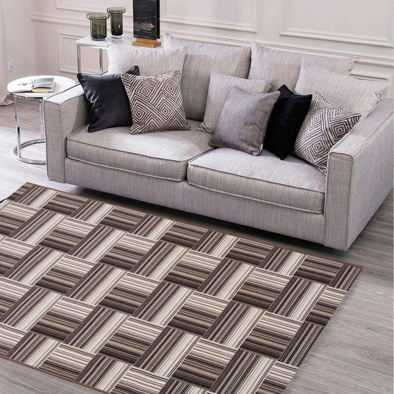 Килимова доріжка безворсова на повстяній основі Virtual Print Лабіринт-P3 2 м Коричневий/Бежевий - фото 6