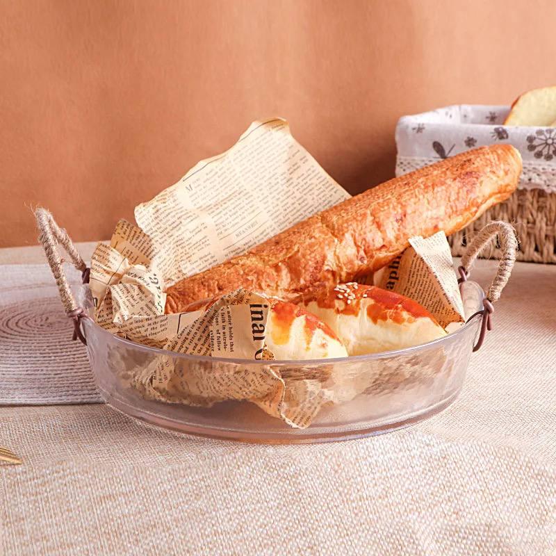 Фруктовница стеклянная с ручками 22,3х5 см (060929)