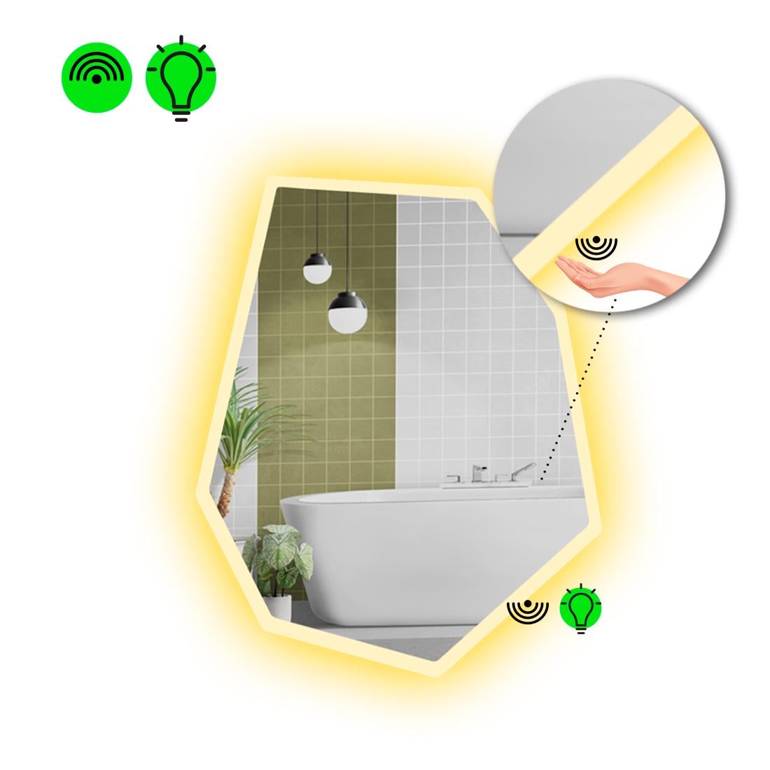 Зеркало с LED подсветкой Montagna 3 с ИК включателем 140x105 см