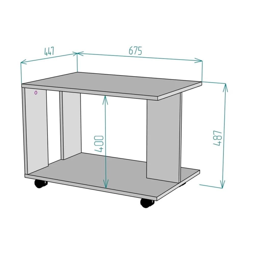 Журнальный столик на колесиках "Фиджи" 675х487х447 мм Антрацит - фото 2