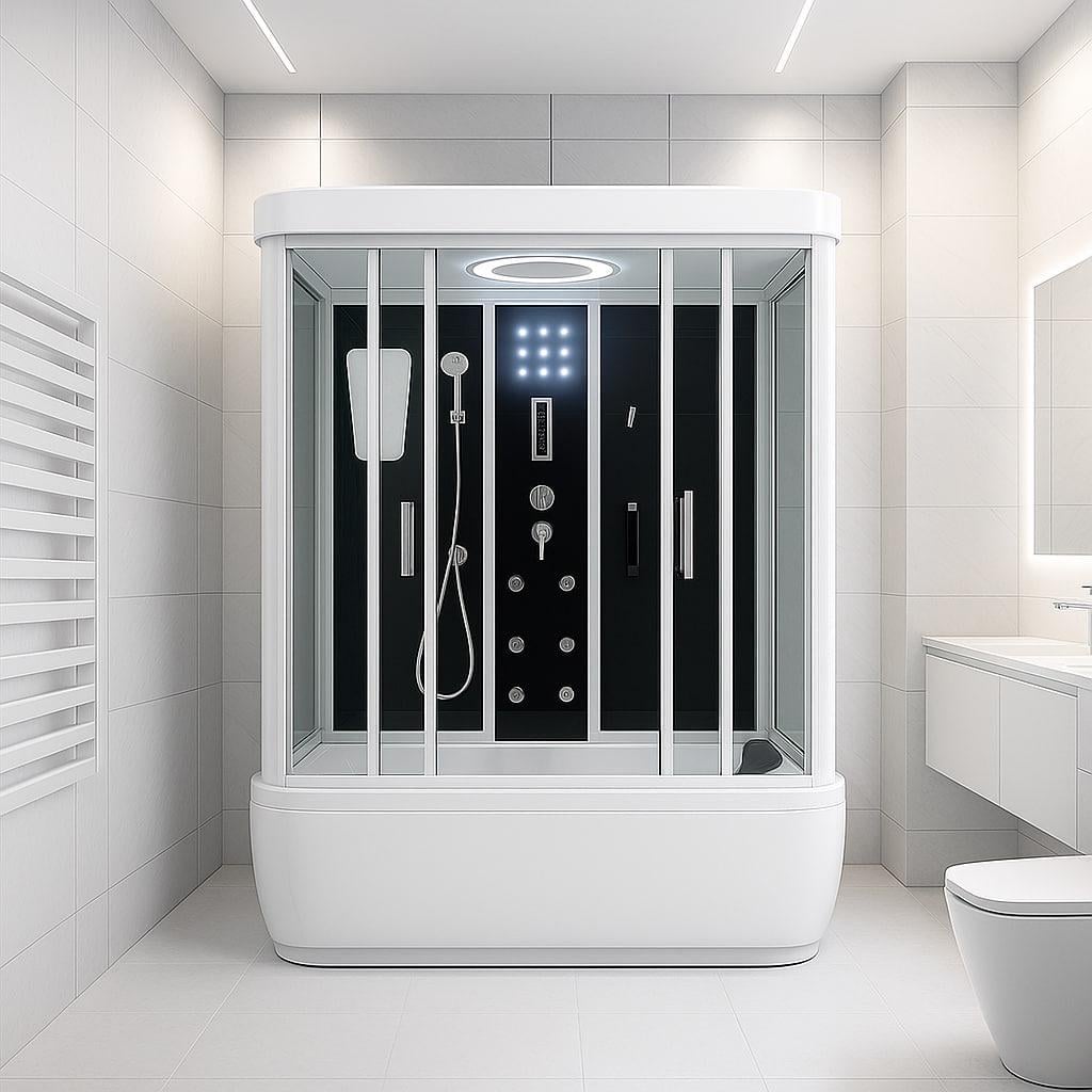 Душовий бокс закритий KO&PO з гідромасажем і електронікою прямокутний з ванною 170х85х215 см Чорний (C14909)