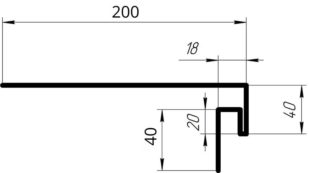 Планка лобовая SIMBUD 200 мм матовый с j-профилем 0,47 мм RAL7024 (4745887345) - фото 2