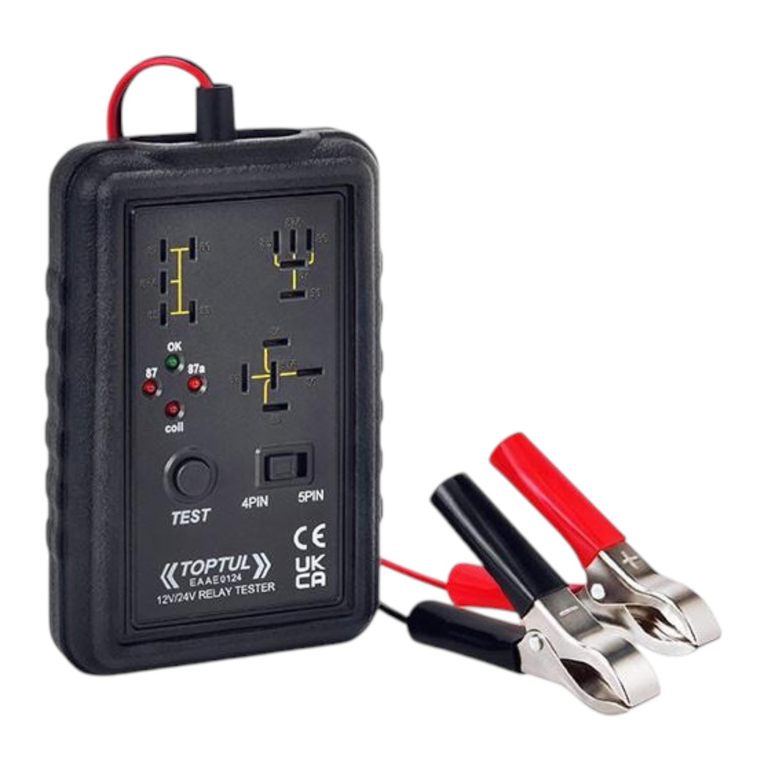 Тестер автомобильных реле Toptul EAAE0124 12V/24V 4-pin/5-pin Черный (147-112-EAAE0124)