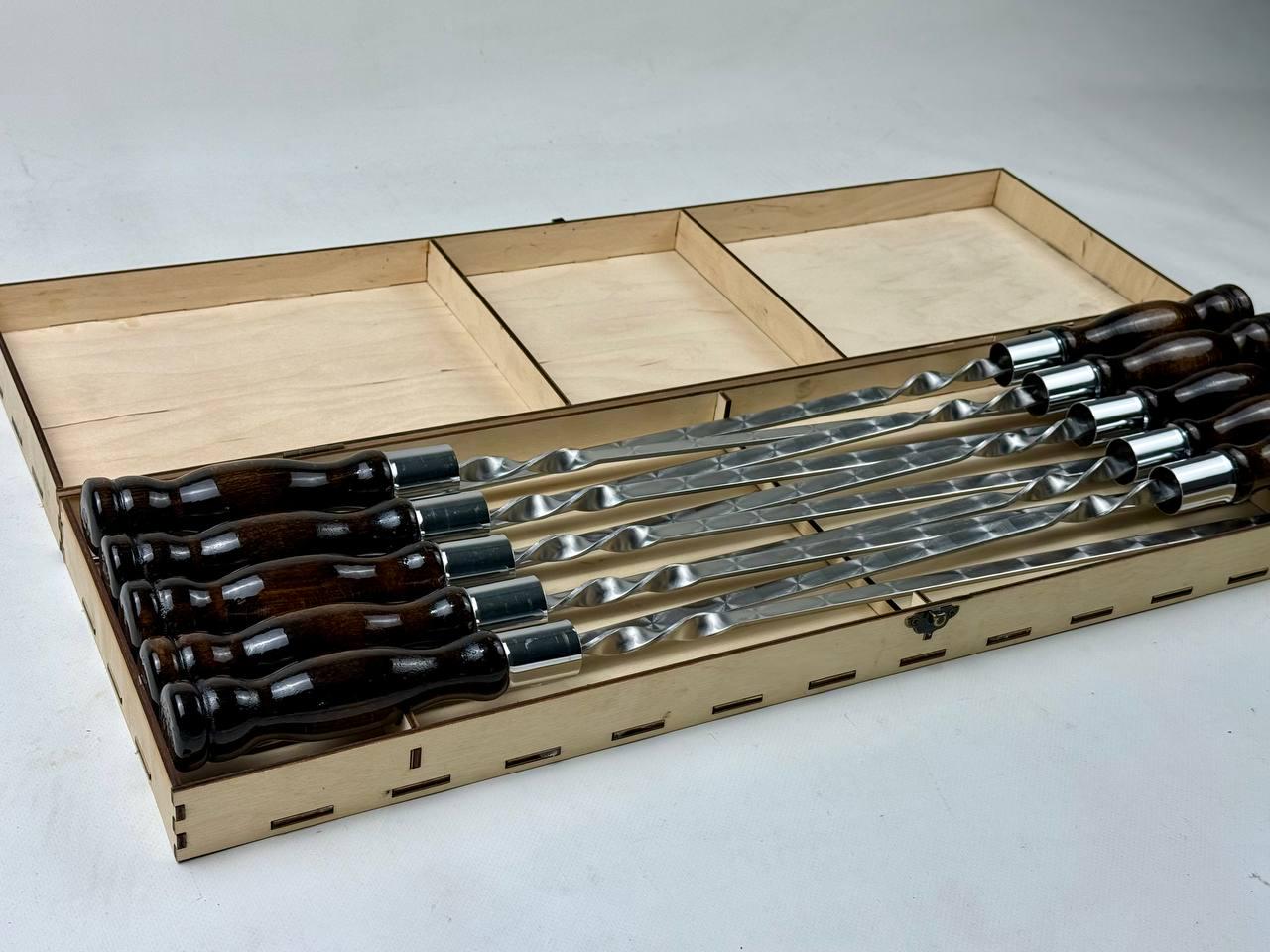 Набор шампуров в кейсе Вуд из нержавеющей стали в кейсе 10 шт. (21-10-NB-3011) - фото 3 Набор шампуров в кейсе Вуд из нержавеющей стали в кейсе 10 шт. (21-10-NB-3011) - фото 3