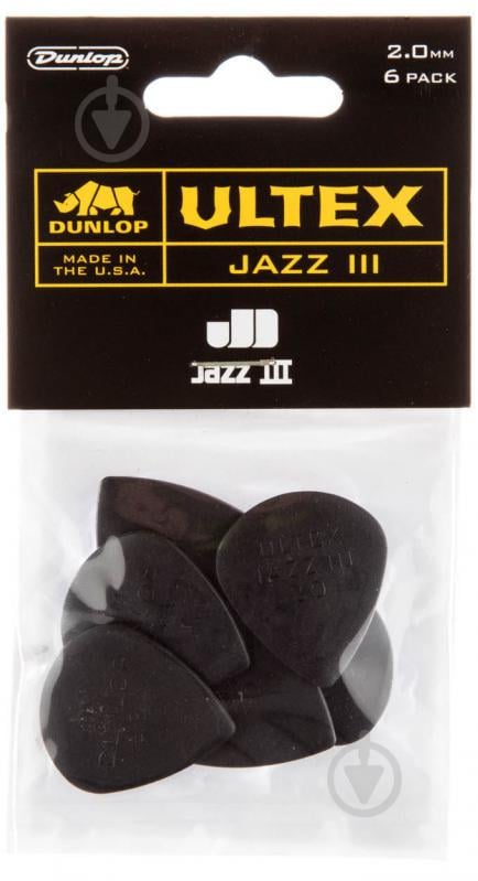 Медіатори Dunlop 427P2.0 Ultex Jazz III Player's Pack 2.0 mm (6 шт.)