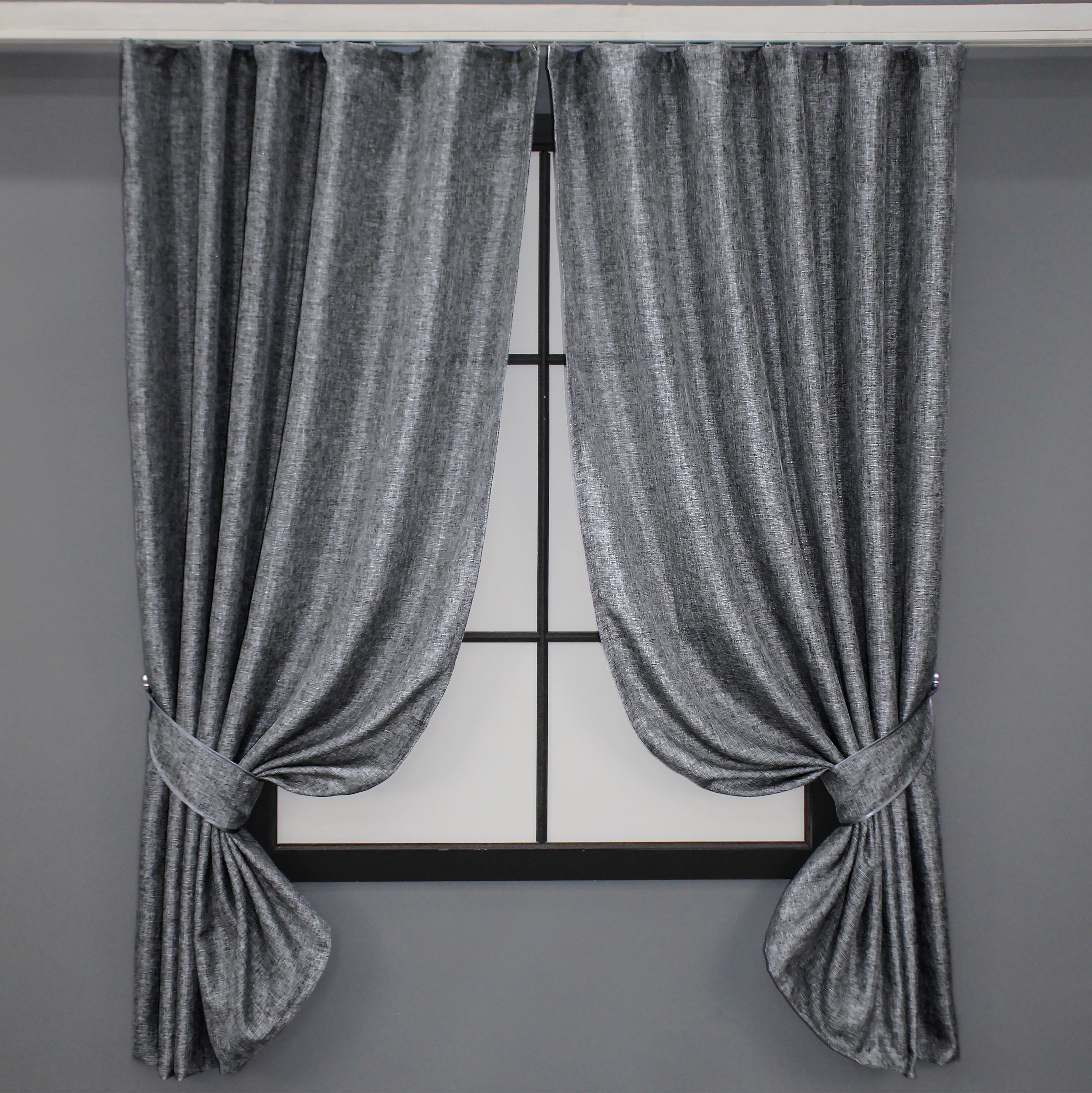 Комплект коротких штор VR-Textil Лен Мешковина № 108ш 130х170см 2 шт. Серый (35-0117)