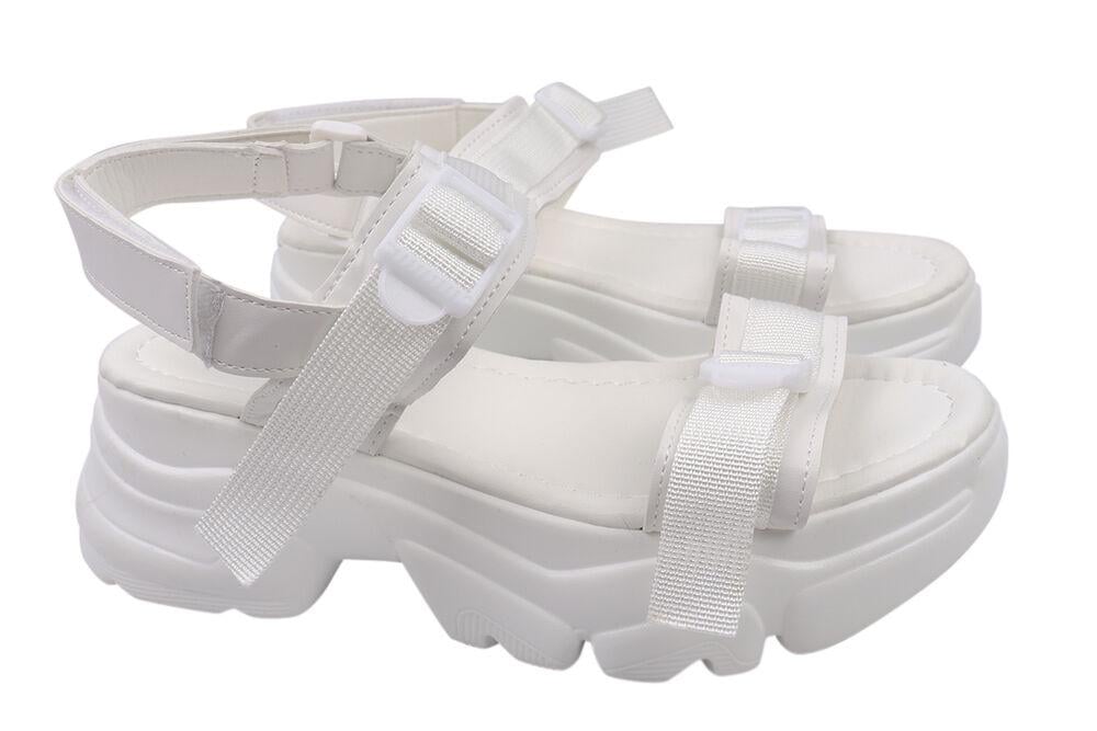 Босоножки женские AESD из текстиля на низком ходу с открытой пятой р. 40 Белый (7-21LBS)