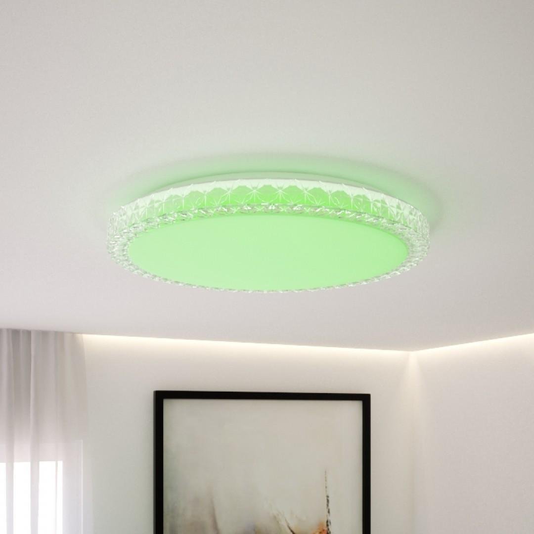 Потолочный светильник DIAMOND 80 Вт с RGB подсветкой и пультом круглый Белый (5265) - фото 4