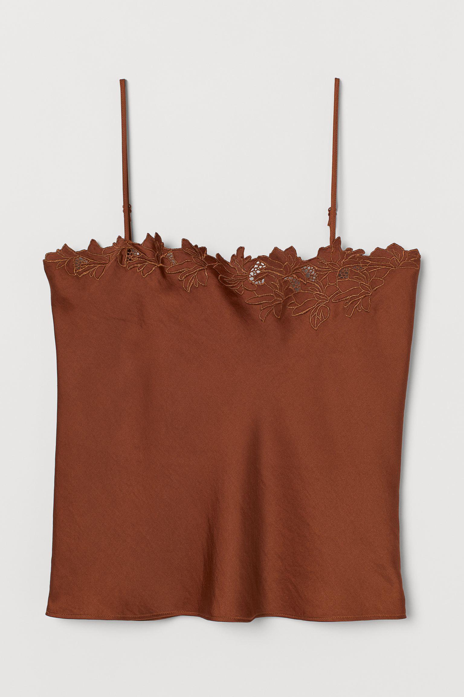 Топ с вышивкой р. 42 Коричневый (7610610dlog)