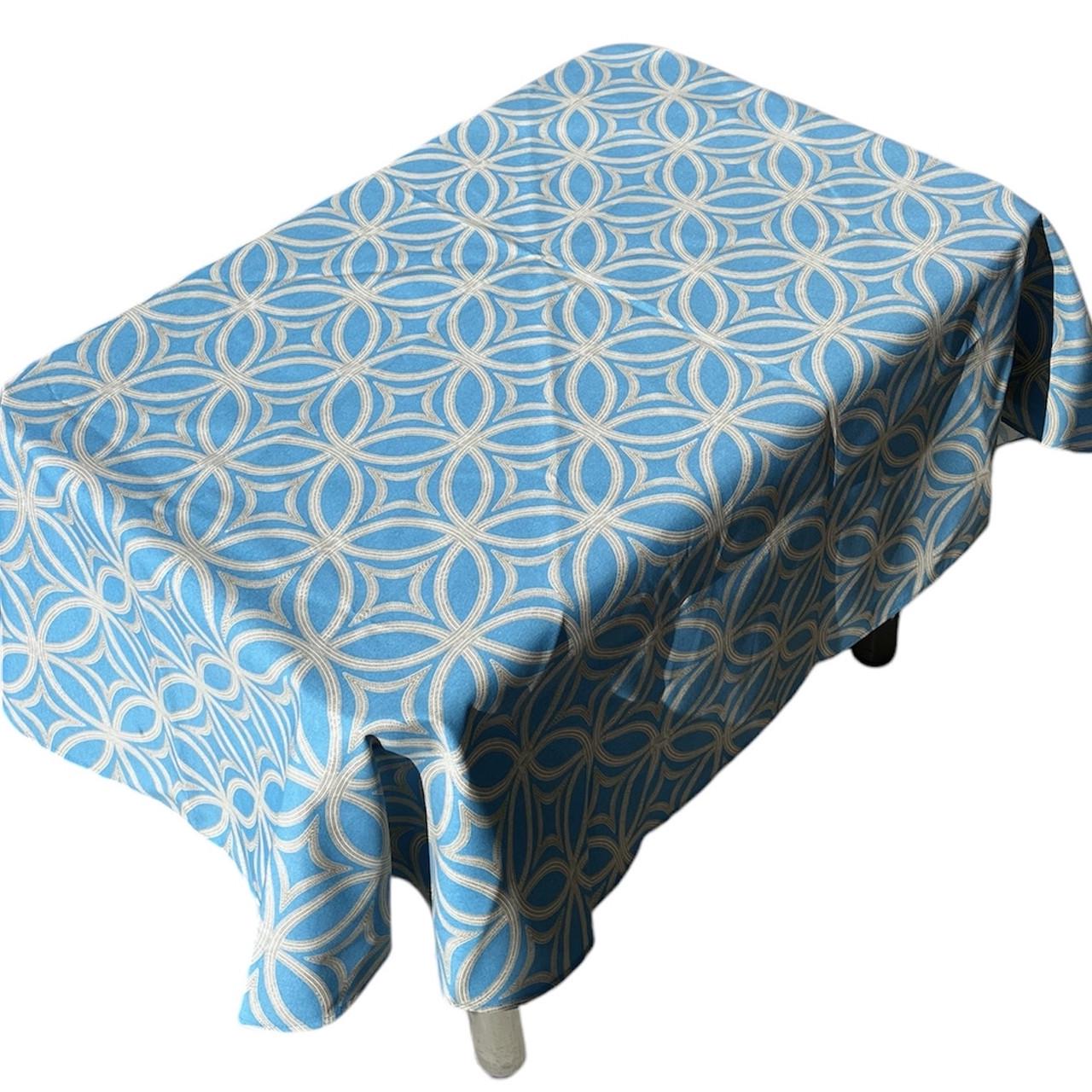 Скатерть водоотталкивающая овальная Ромбы Бирюзовый