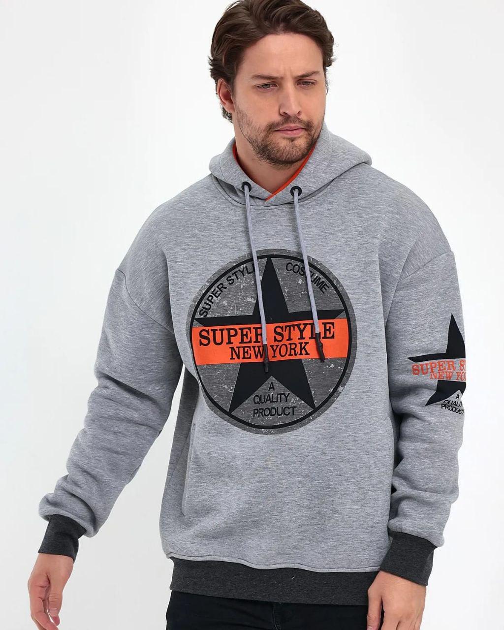 Худи турецкое 778 на флисе L Серый (449) - фото 2 Худи турецкое 778 на флисе L Серый (449) - фото 2