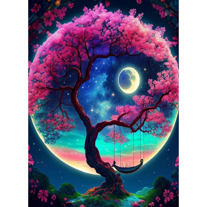 Алмазная мозаика Strateg Премиум Лунная сакура 50x65 см (Str-SGK86072)