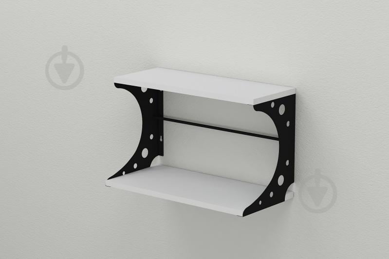 Полка настенная Ferrum-decor Букин 330x600x240 металл Черный ДСП Белое 16 мм (BUK0022)