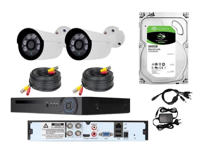 Комплект відеоспостереження на 2 вуличні камери Full-HD Protection-kit 4x2 з жорстким диском 500 Gb