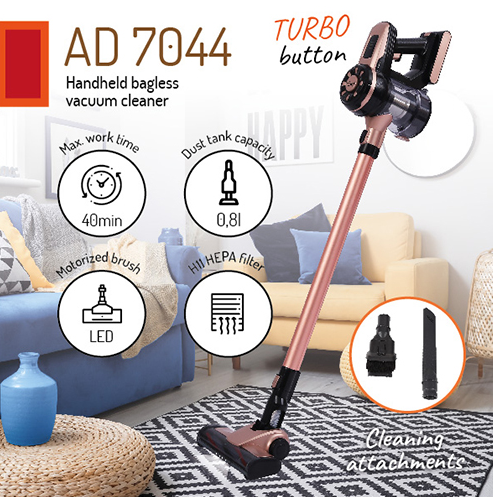 Пилосос ручний акумуляторний Adler AD 7044 250 Вт з LED-підсвічуванням (1713146498) - фото 8 Пилосос ручний акумуляторний Adler AD 7044 250 Вт з LED-підсвічуванням (1713146498) - фото 8