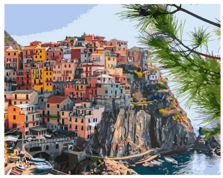 Картина по номерам Strateg Города Город на обрыве 40х50 см в термопакете (VA-2868-mt)