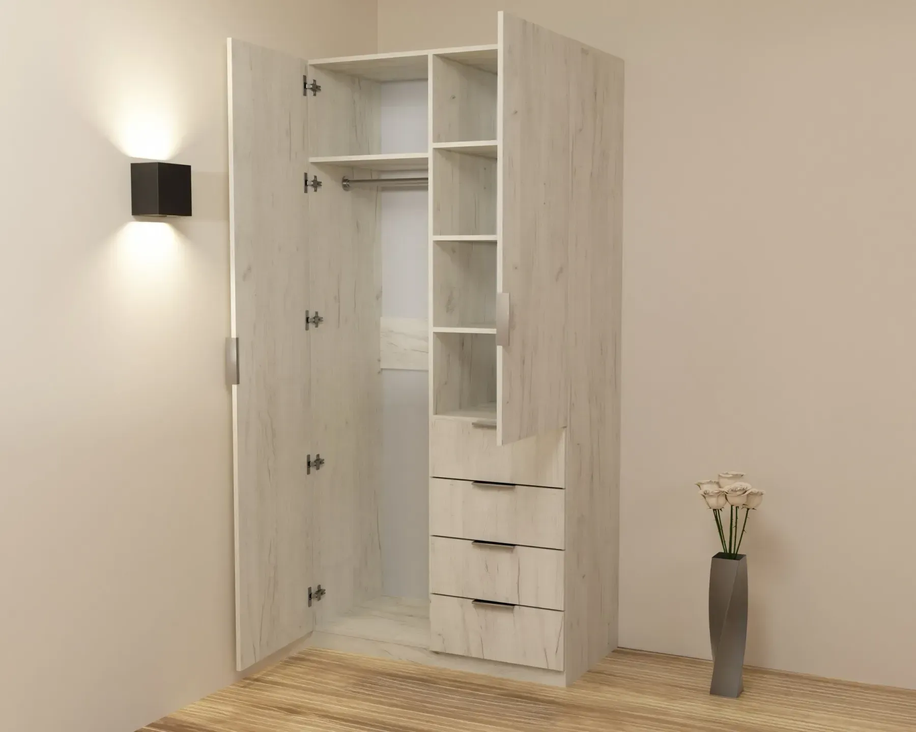 Шкаф Kontinent Kristal 1 100х52х210 см Дуб Крафт Белый (59829904) Шкаф Kontinent Kristal 1 100х52х210 см Дуб Крафт Белый (59829904)