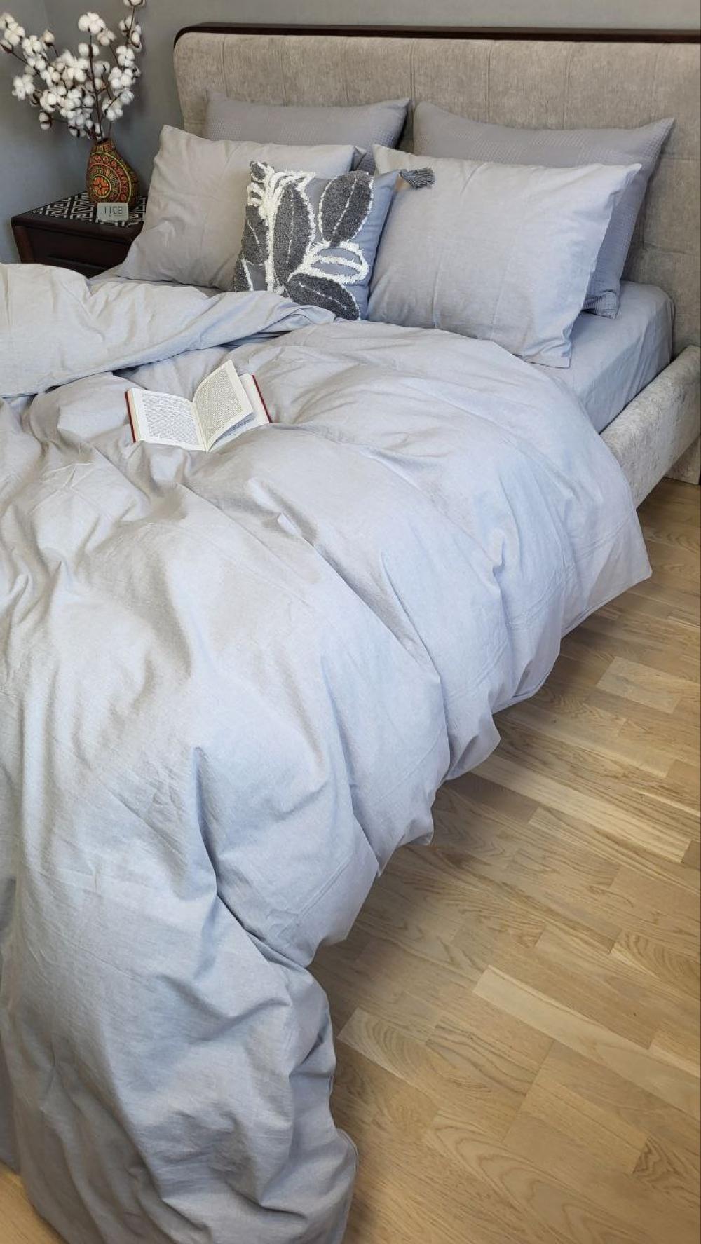 Комплект постельного белья с резинкой База хлопок евро/наволочки 50х70 см Ash Gray (W1221) - фото 4 Комплект постельного белья с резинкой База хлопок евро/наволочки 50х70 см Ash Gray (W1221) - фото 4