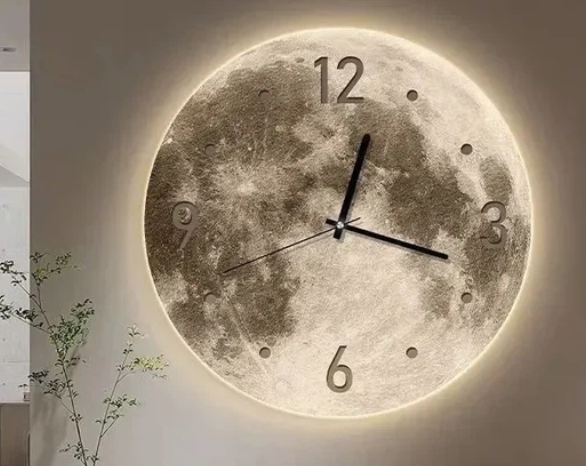Годинник настінний Місяць NCH-40-40 LED круглий арабські цифри точки декоративний з підсвічуванням (M17173)