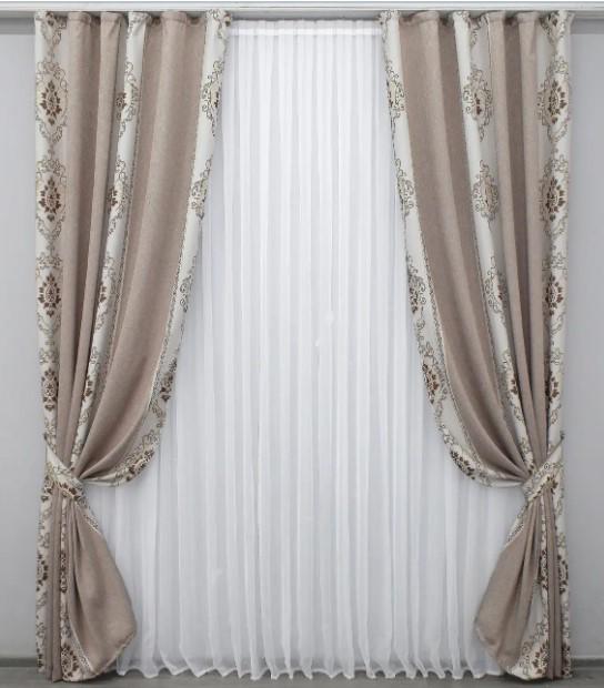 Комплект штор в гостиную/спальню блекаут/софт 1,5х2,7 м 2 шт. Светлое какао (1255ш)