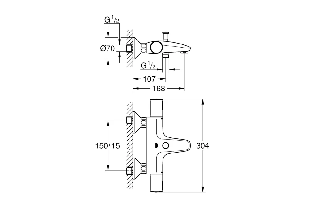 Смеситель для ванны с термостатом Grohe QuickFix Precision Start 345982430 (374039) - фото 3