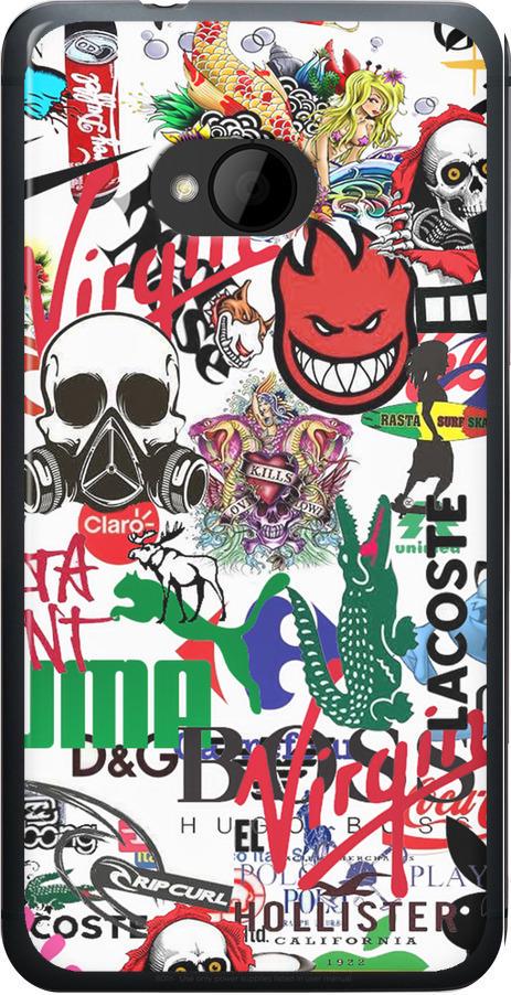Чехол на HTC One M7 Many different logos (4022u-36-42517)