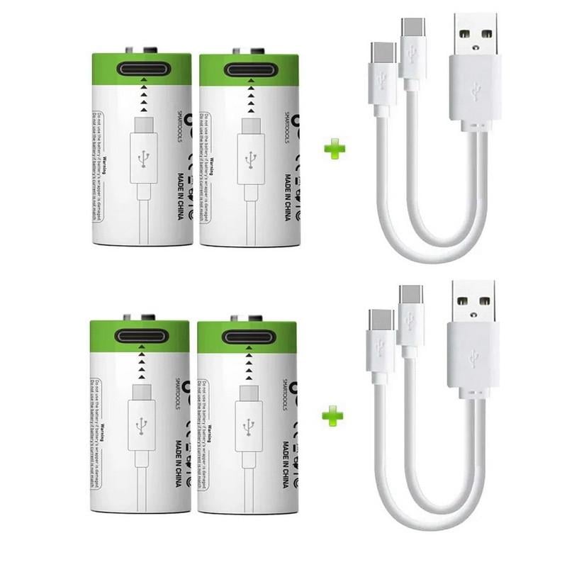 Акумулятори CR123A з зарядкою Type-C 4 шт./кейс/2 кабелі (2575997363)