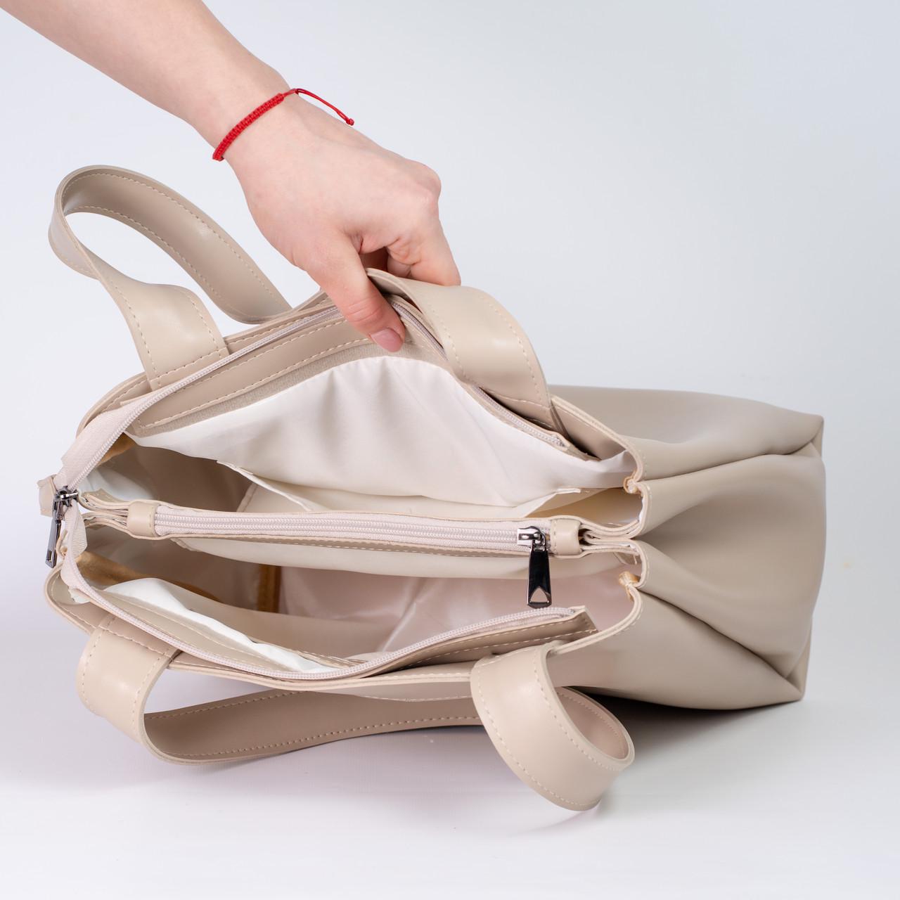 Сумка женская шоппер из экокожи XENIA №02-25 Бежевый - фото 4