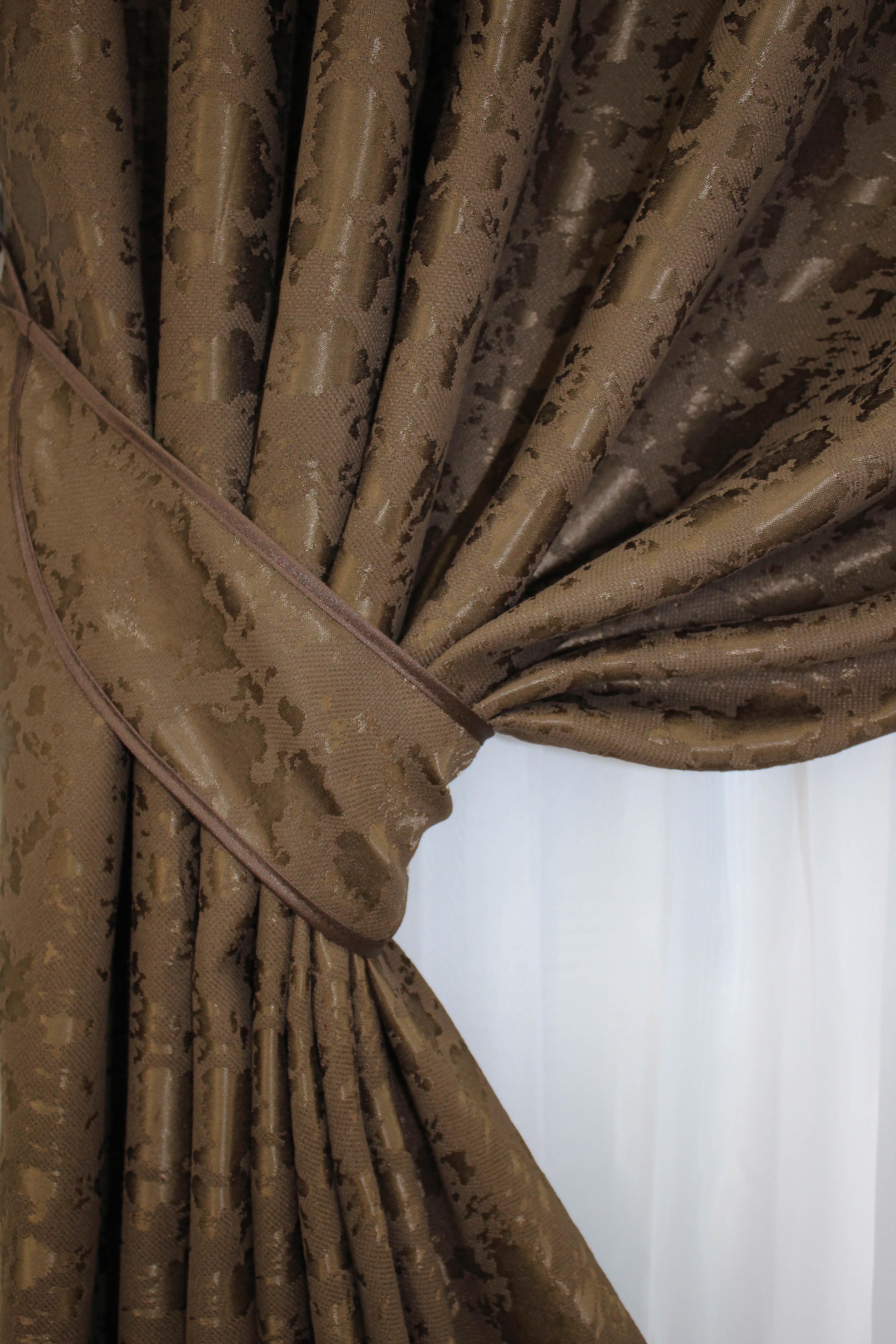 Комплект штор VR-Textil мрамор Pavliani ХО № 1261ш лен 150х280 см 2 шт. Коричневый (33-0108) - фото 4