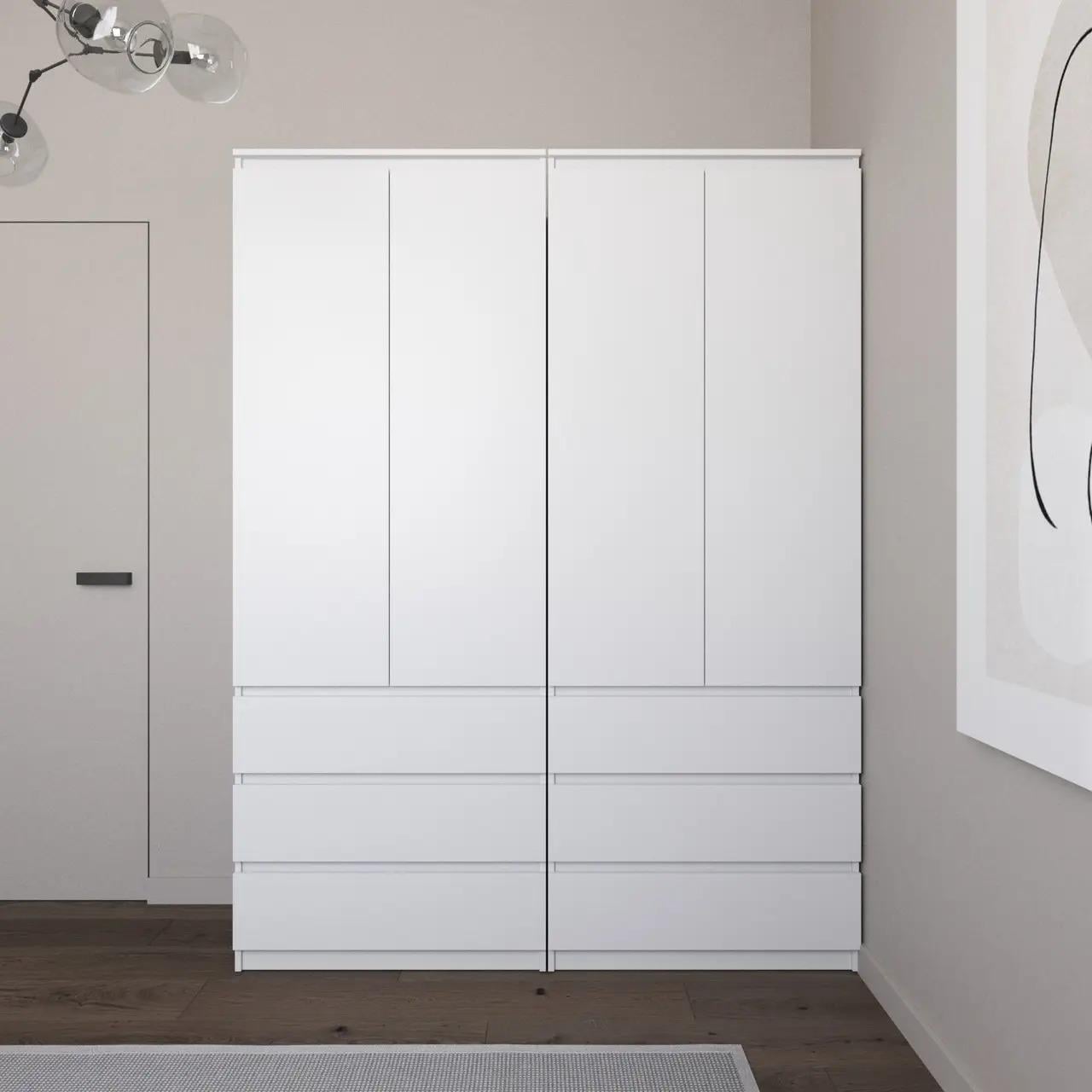 Комплект шкафов со штангой/полками и ящиками Astor T-211/T-210 1606х502х2117 мм Белый