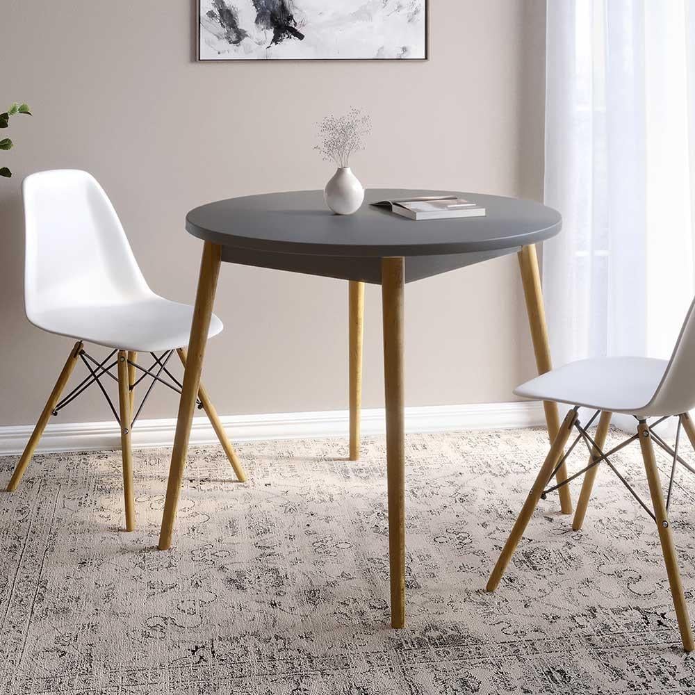 Обідній стіл круглий Lion Маямі-1 дерев'яні ніжки Антрацитовий (Lion-041146)