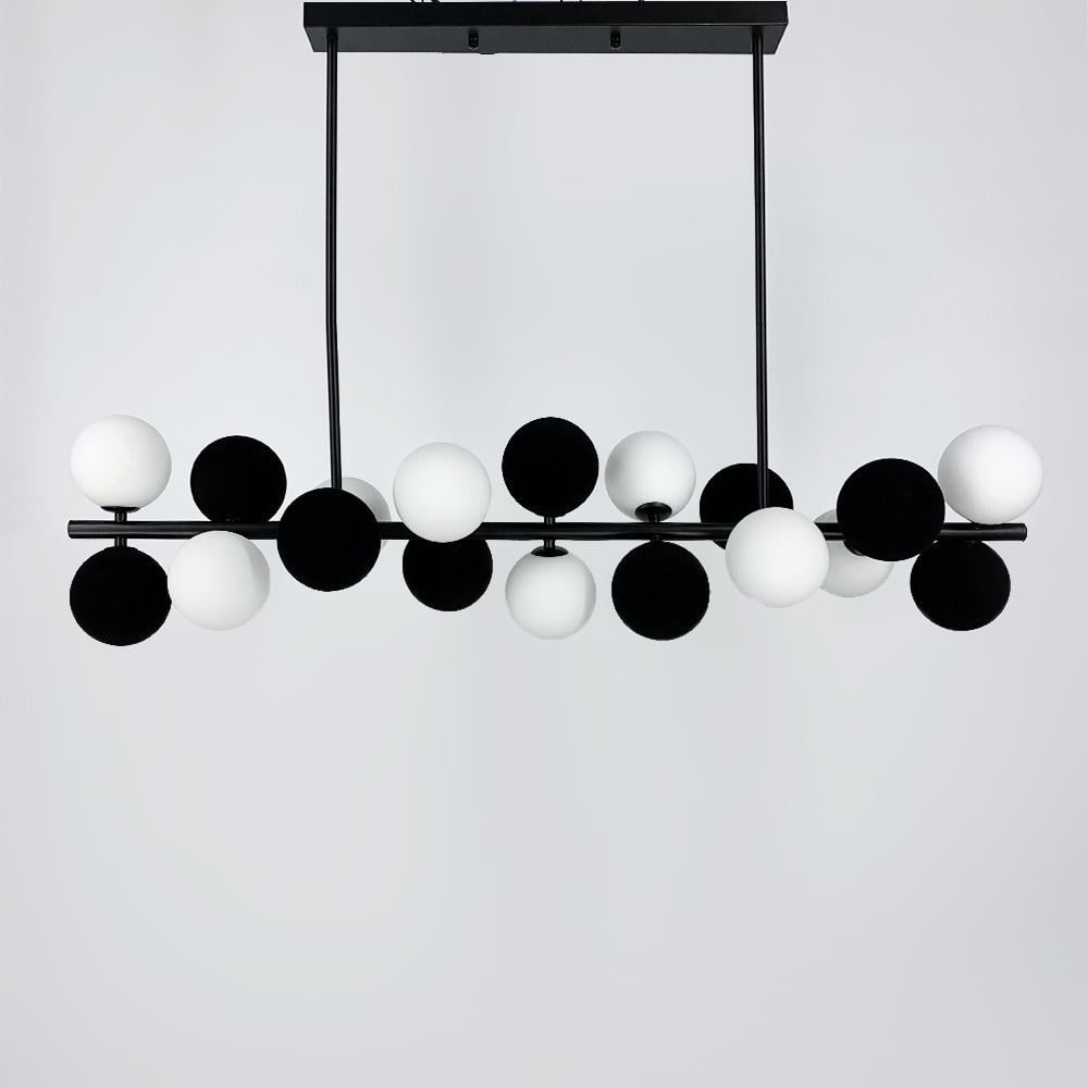 Люстра подвесная LightHouse LNF-17436/9 BK+WT+BK с черно-белыми плафонами цоколь G9 Черный
