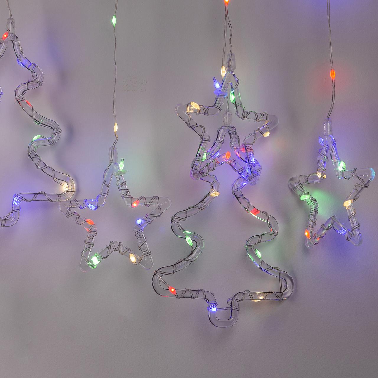 Гирлянда-штора LED GarlandoPro Звезда и елка 120 светодиодов 3х0,9 м 8 режимов (1961134201) - фото 6