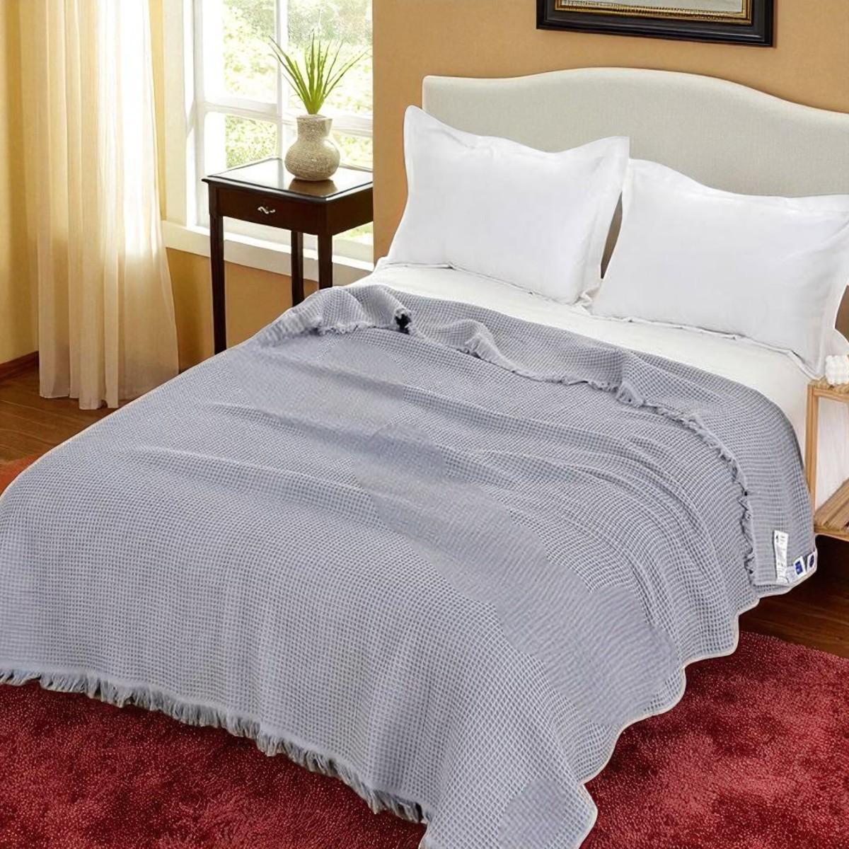 Покривало вафельне Koloco євро 200х230 см Сірий (41878) - фото 2 Покривало вафельне Koloco євро 200х230 см Сірий (41878) - фото 2